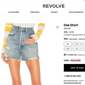 Agolde Dee Short Riccochet Size 31